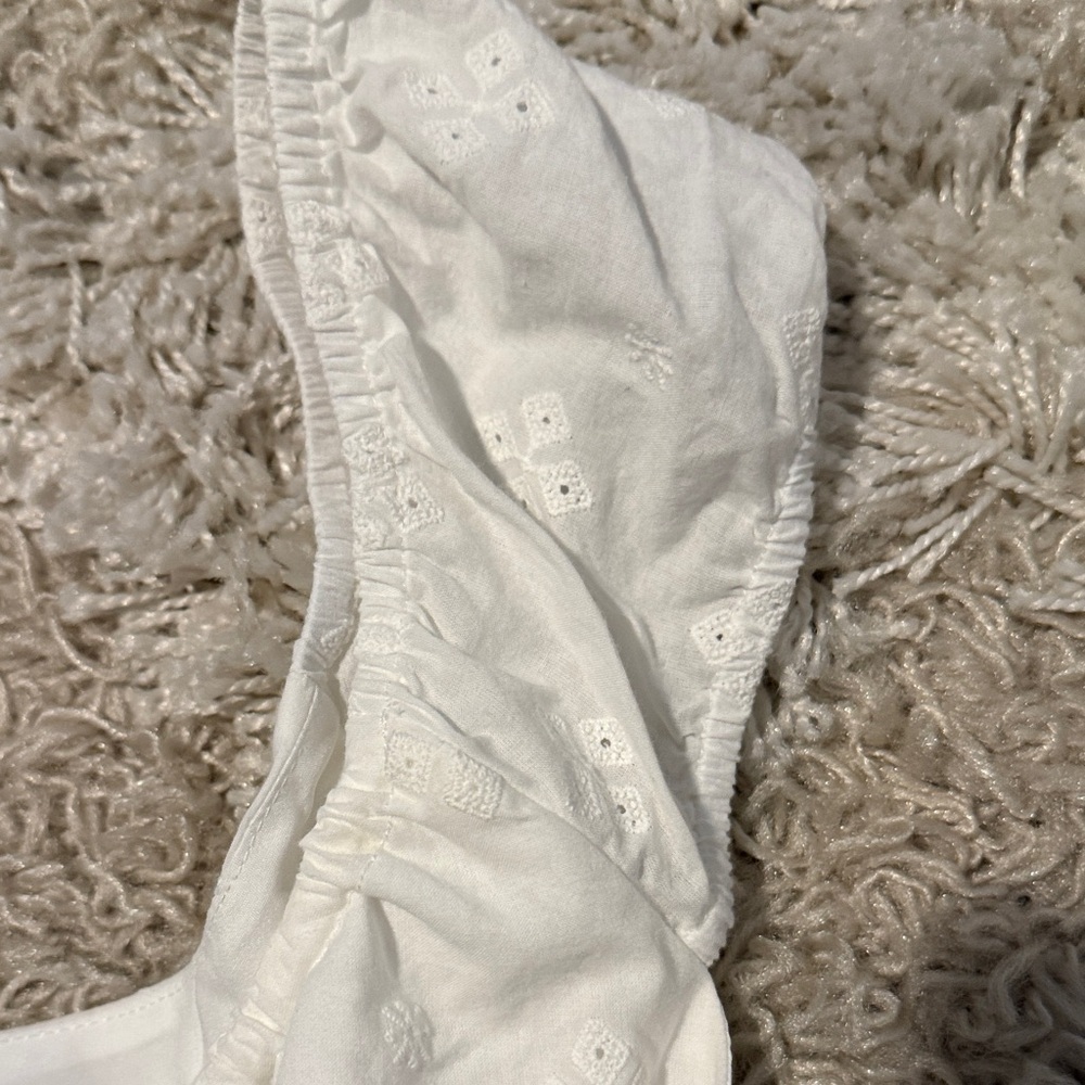 Wayf Ivory White Eyelet Embroidered Cap Sleeve Mini Dress M - Picture 5 of 6
